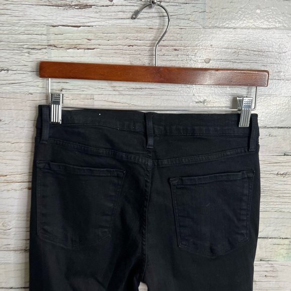 Frame Denim Le Skinny de Jeanne Ripped distressed Hem Black Jeans Size 28 - Picture 9 of 11